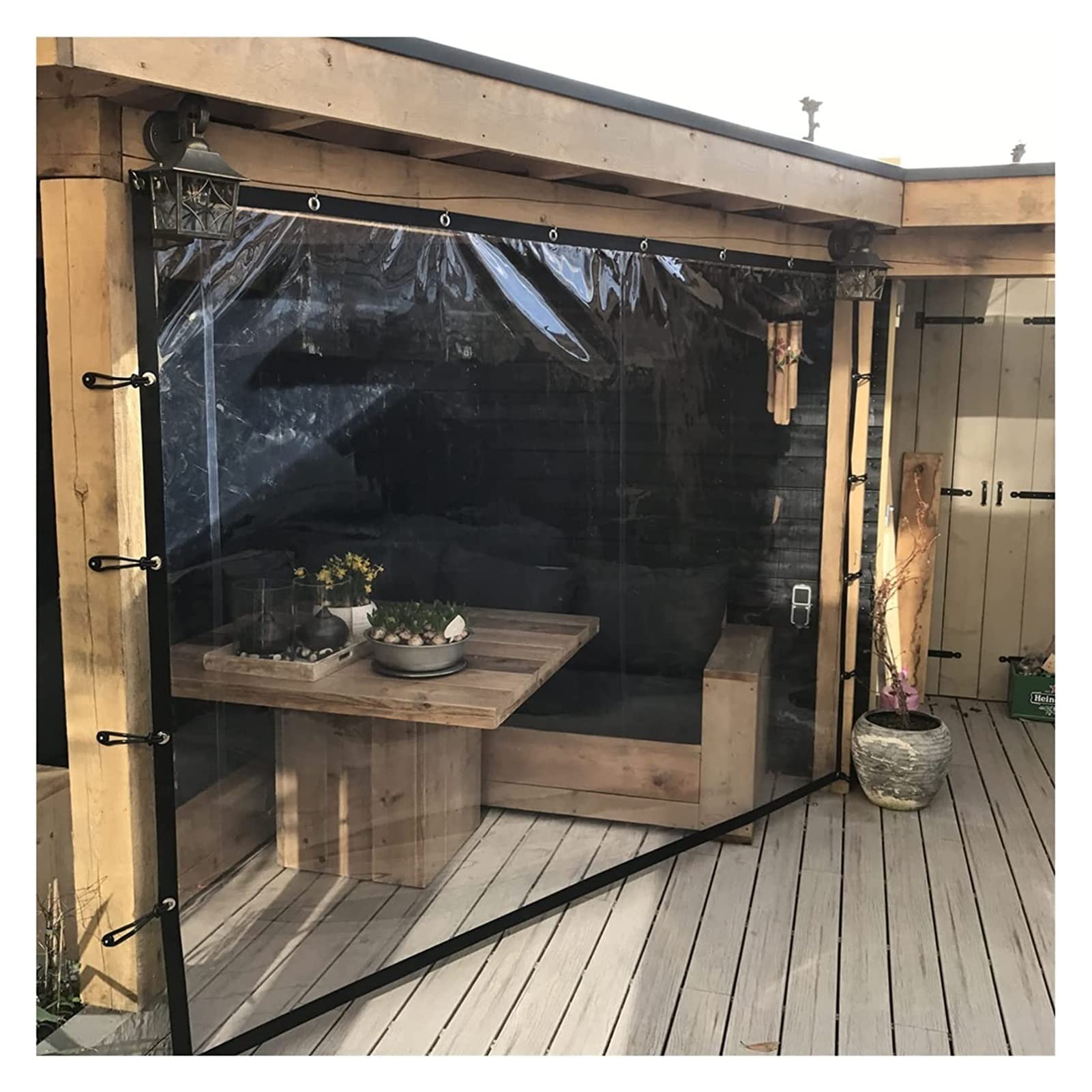 Bâche d'extérieur transparent rideau extérieur PVC œillets pergola 5x8m