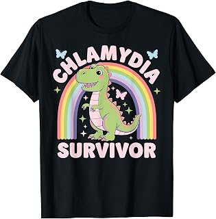 Chlamydia Survivor Dinosaur Trex Rainbow Chlamydia T-Shirt