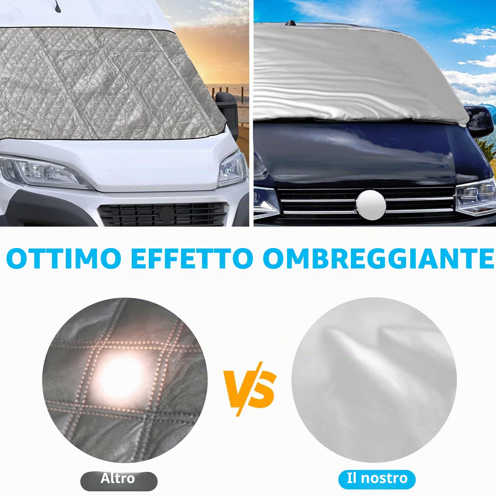 Copertura Termica Esterna per Parabrezza per VW T5, VW Caddy 2010-2020 | Opaltool Copri Parabrezza Auto Antigelo di Lusso, Copertura Termica Pieghevole per Parabrezza Argento