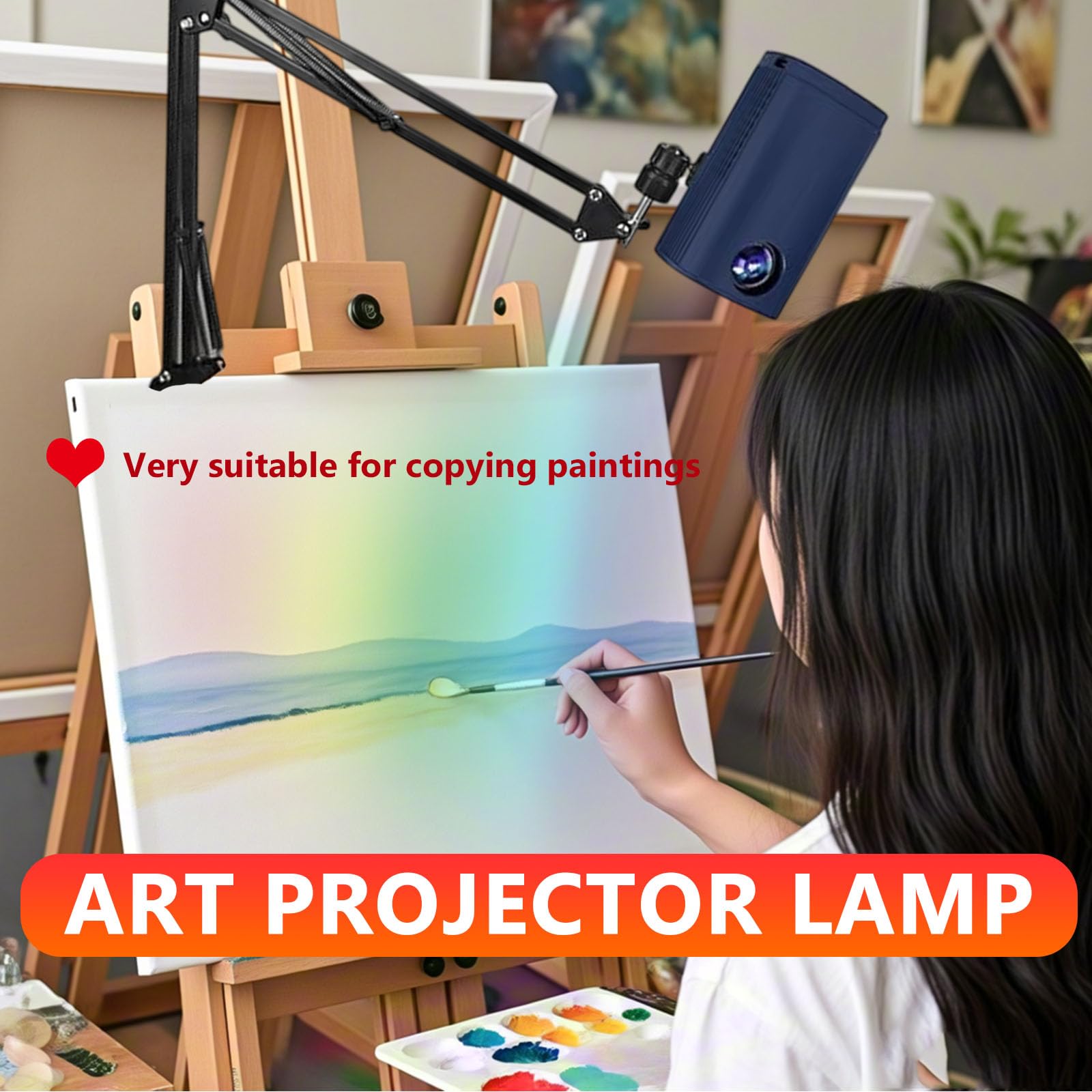 Buhelyc Lampe de Projecteur d'art Portable Traceur de Projection Outil D'esquisse pour Dessin Peinture et Projection pour Les Débutants (Color:Blanc)