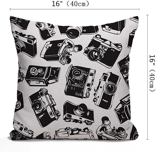 Miniatura 2 de Nphuriy Funda de almohada decorativa para cámara antigua, fundas de almohada de algodón y lino para interiores y exteriores, fundas de cojín Multi