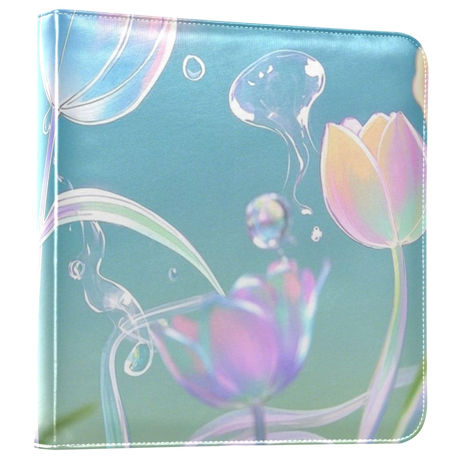 Photo Album 4x6, 5x7,6x8,Artificial Leather Photo Albums with 20 Detachable Sheets Tulips Print for Family Wedding,Multi 8