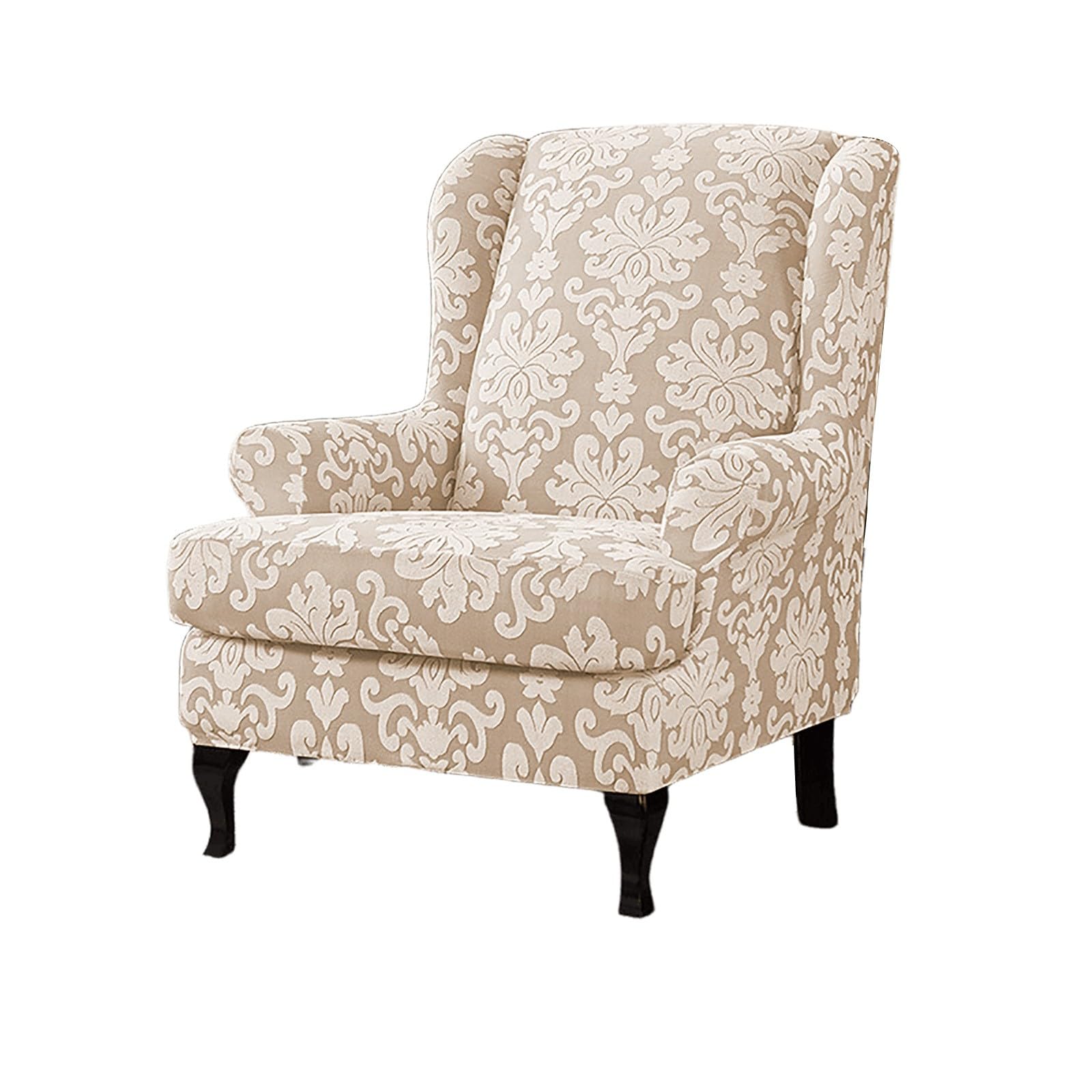 JinZao Bohemian Wingback Chair Covers Stretch 2 Piece, Adjustable elasticity Armchair Covers With geometric pattern, Removable And Washable, Universal Suitable For All Seasons(A)