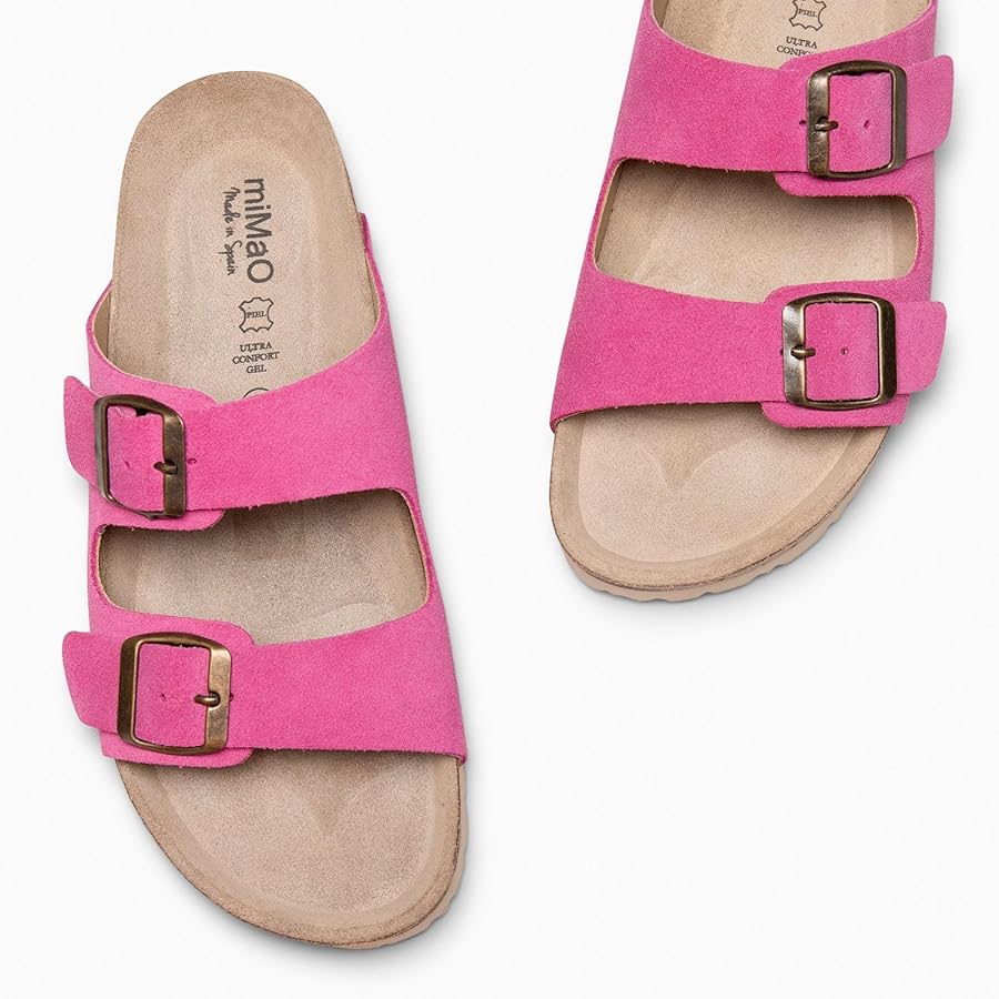 Sandalias Barefoot Sandalias De Piel Con Cuña De Corcho MiMaO - 4 Cm De Tacón, Plantilla Ultra Confort Gel, Hechas En España Sandalias Bio Mujer