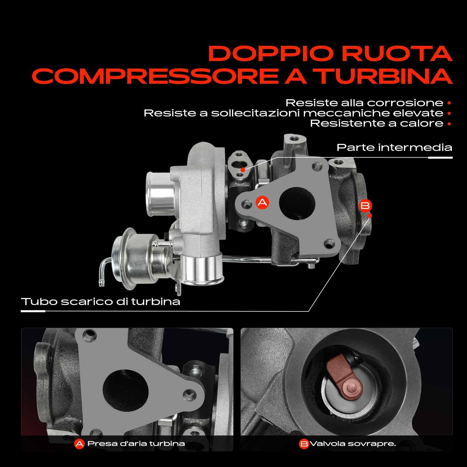 Frankberg Gas di scarico del turbocompressore benzina del turbocompressore | Compatibile con: Fortwo Cabrio 451, Fortwo Coupé 451