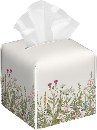 Caja de pañuelos cuadrada, para hierbas y flores silvestres, organizador decorativo para baño, oficina en casa, decoración de automóvil