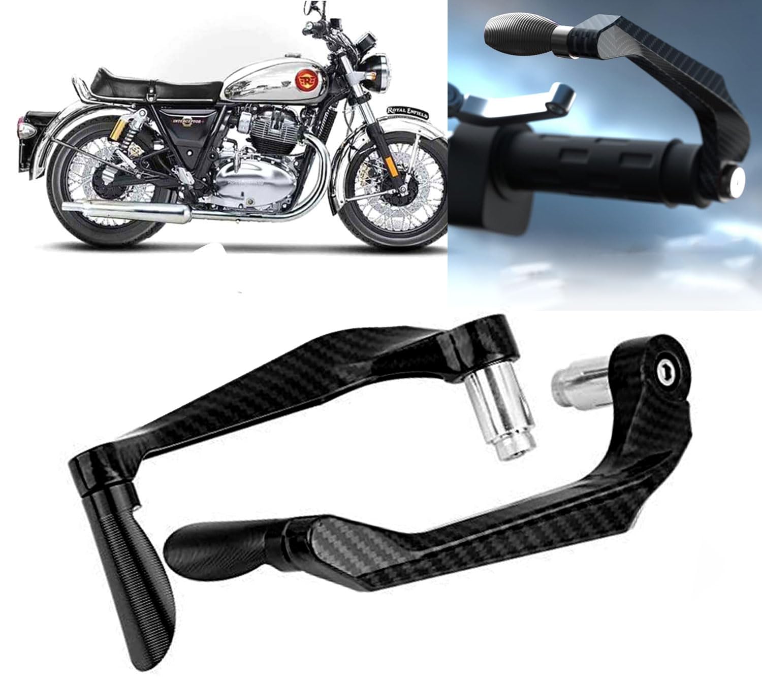 AUTO PEARL 7/8" 22mm Motorcycle Handlebar Brake Clutch Levers Protector Guard Compatible with Interceptor 650 (Black)-image-48
