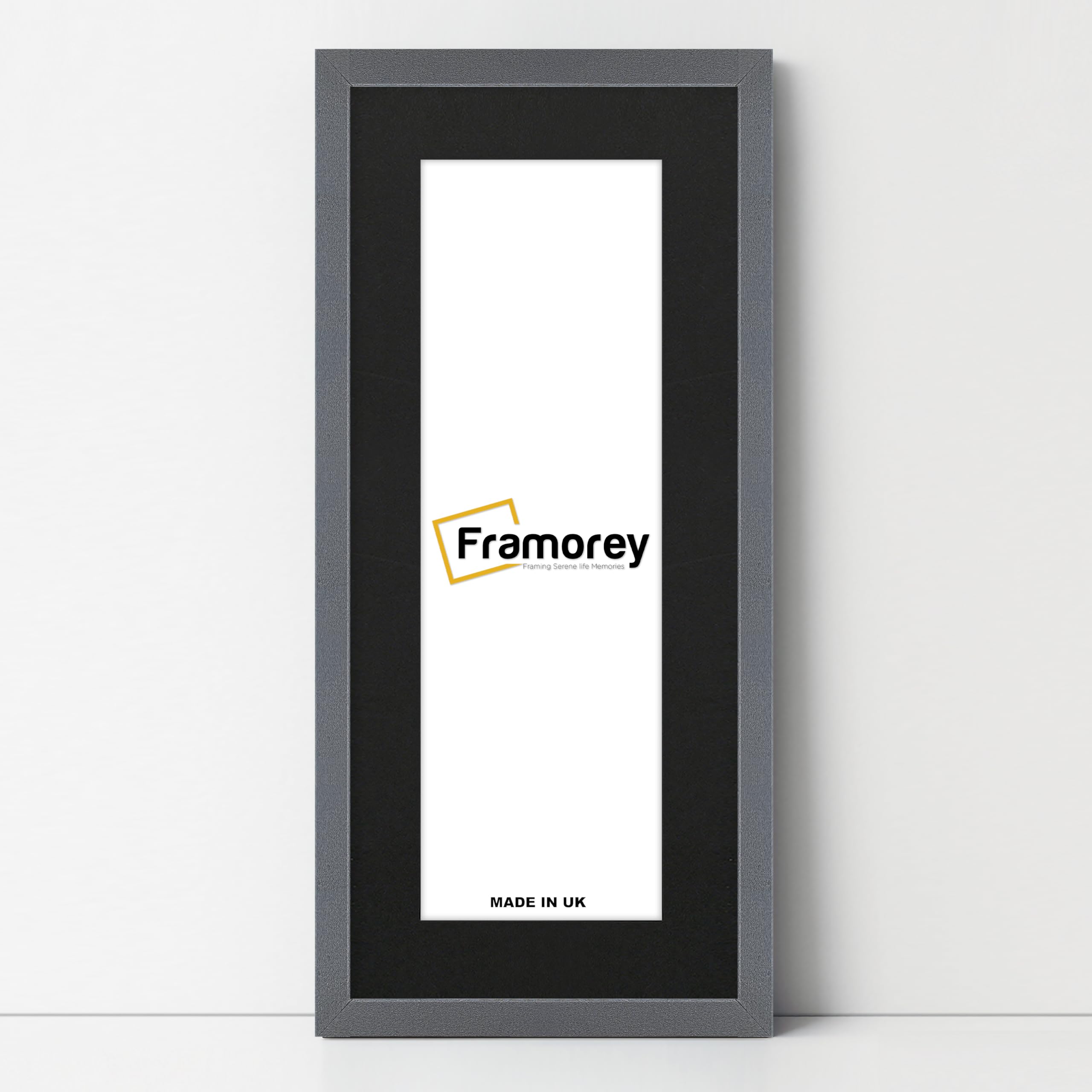 Framorey Framing Serene Life Memories Dark Grey With Black Mount Framorey Oxford Thin Picture Frame, 19X9" Dark Grey Photo Frame With 15X5" Black Mount, Art Poster Frame, Photo Print Frames, With A High Clarity Styrene Shatterproof Perspex Sheet