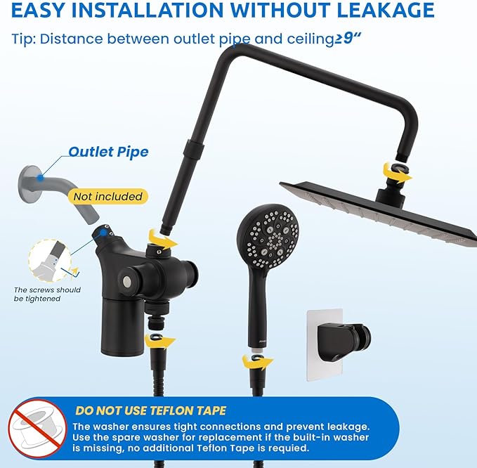 Combo de Cabezales de Ducha Dual Ryamen, 10 Pulgadas con Filtro y Mano miniatura 8