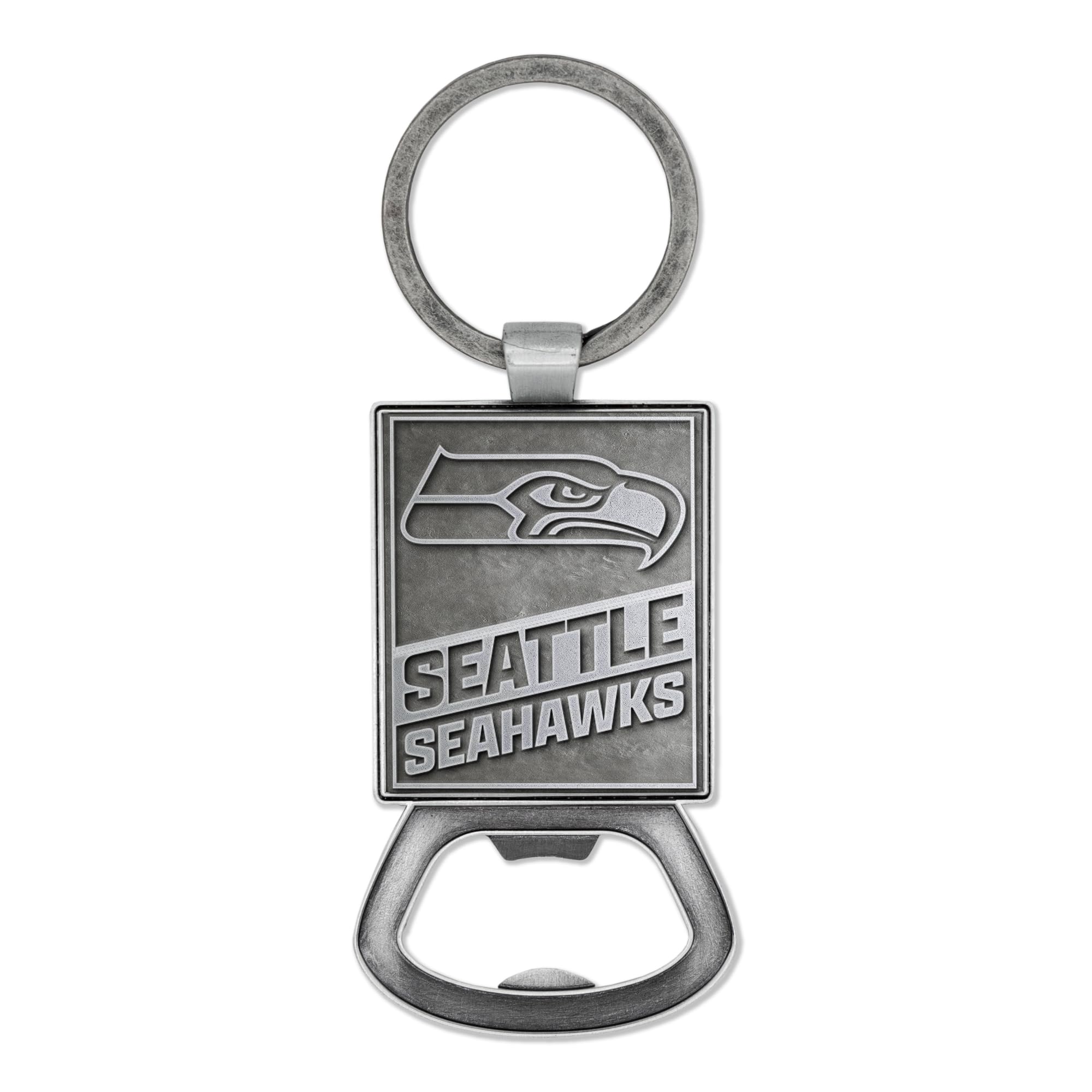 Rico Industries NFL Football Seattle Seahawks Pewter Style Bottle Opener Keychain