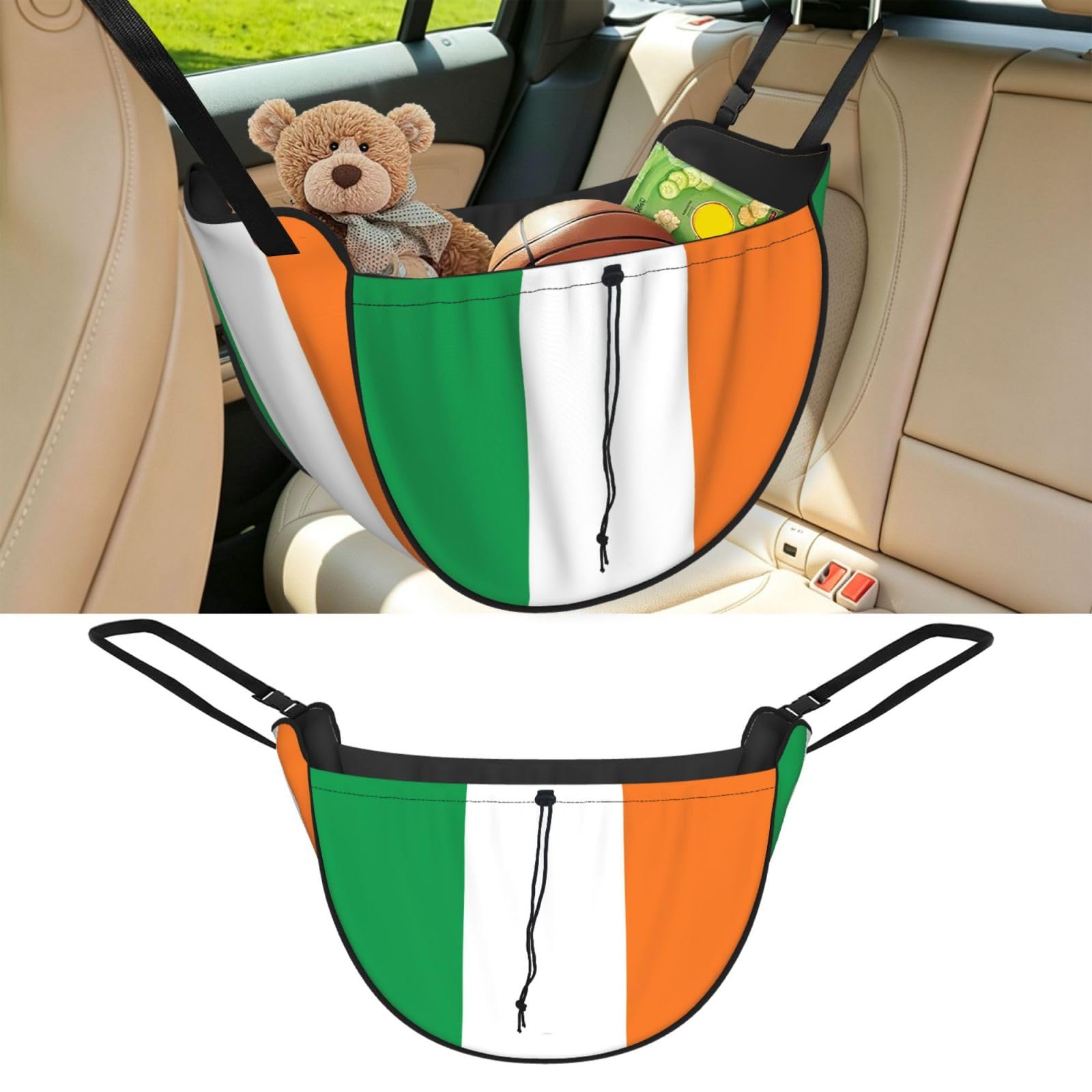 Cntdbu Black Irish Flag Car Seat Organizer-Backseat Storage Bag For Travel