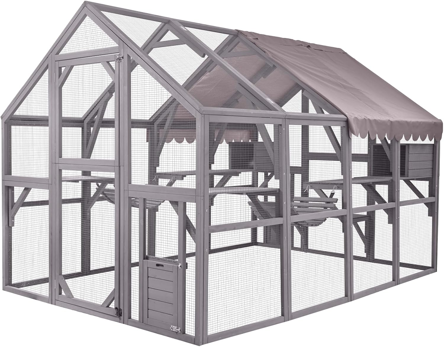 GUTINNEEN Cat House Outdoor Catio for Cat Enclosure Large Kitty Shelter with Waterproof Cover, Platforms,55" Kitty Playpen