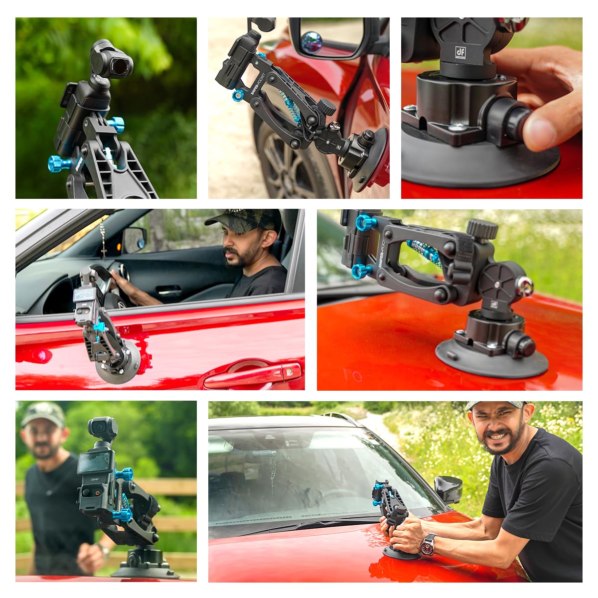 Osmo Pocket 3/4/4P Uchwyt Samochodowy z Shock Absorber Arm | Uchwyt Kamery do Pojazdu z Uchwyt ze Sprężyną Tłumiącą Osi Z i 4,5 Cala Przyssawka do Kamer Sportowych