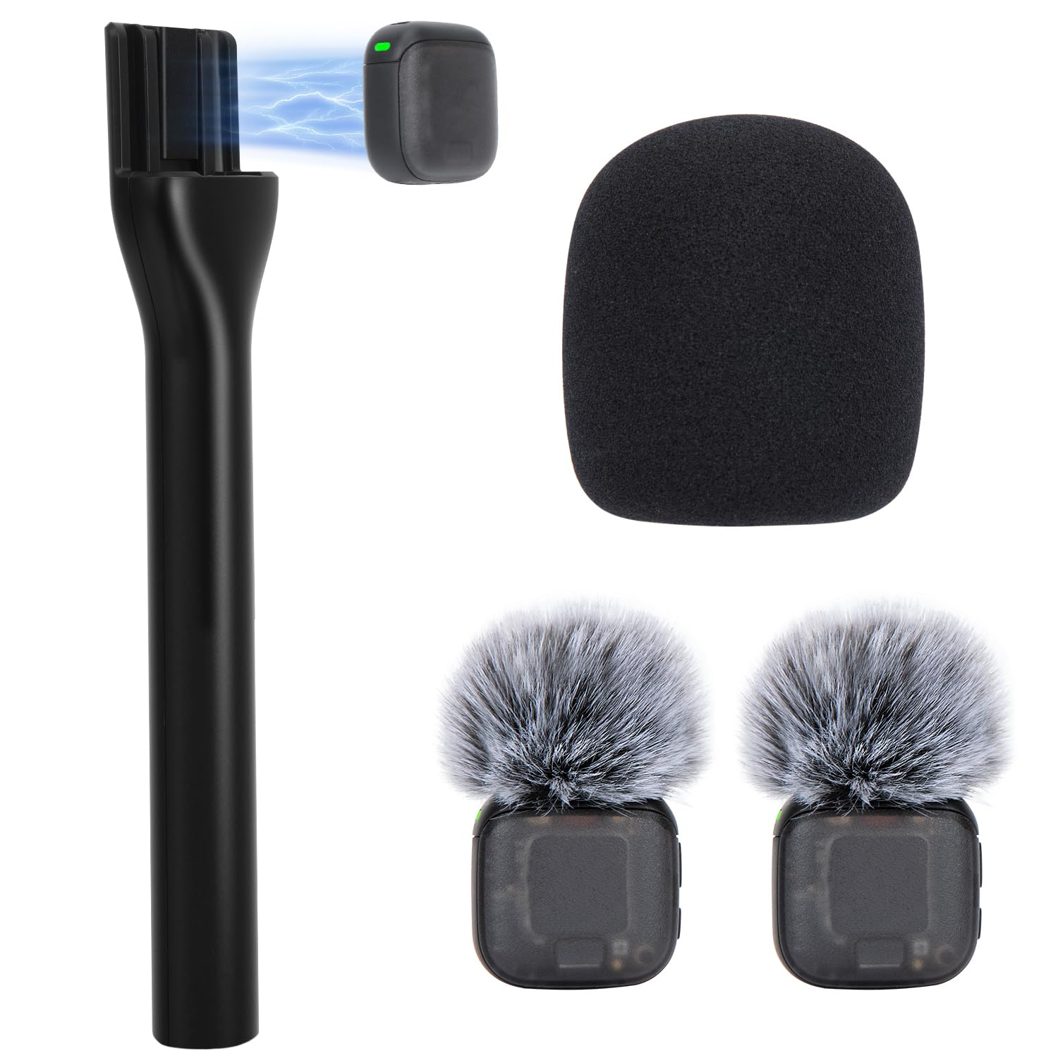 SUNMON Wireless Microphone Magnetic Holder Compatible with DJI Mic 3 (Mini/1/2), Interview Holder for Rode Wireless Micro/GO 2/ME/Pro (1 Universal Foam Cover, 2 Furry Windscreen Only for DJI Mic 3)