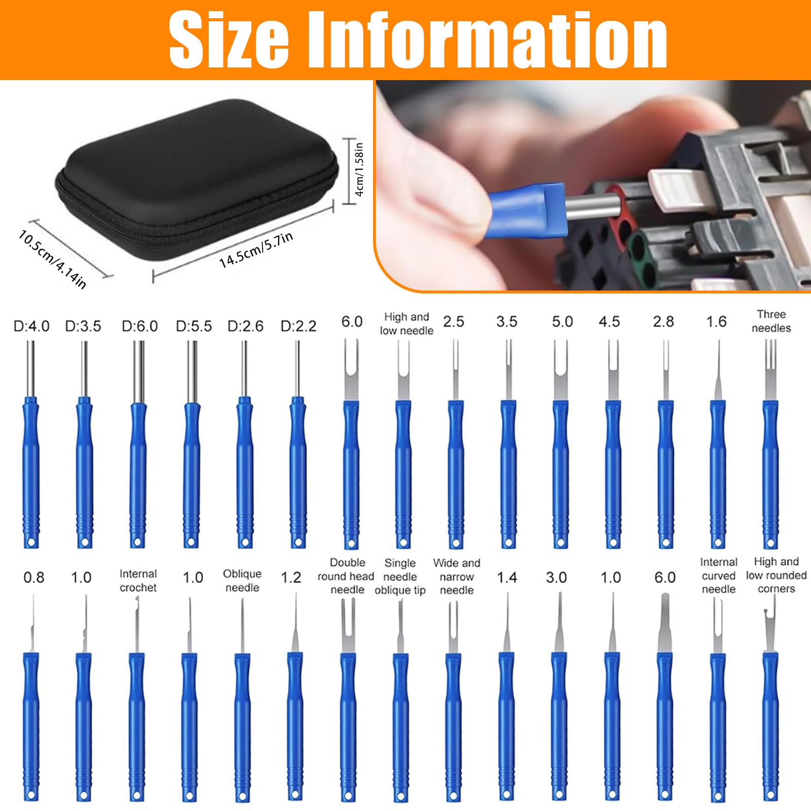 30 Pcs Attrezzi Rimozione Terminale con Custodia Protettiva, Set Strumento Extractor Pin Cavo Auto, Kit Attrezzo Estrattori Connettori Estrattore per Maggior Parte Elettrico Terminali Connettore(Blu)