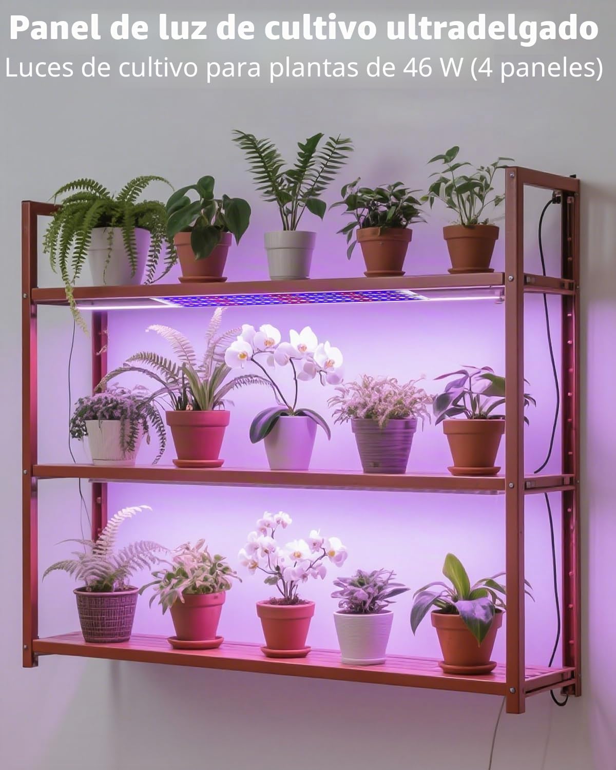PERMUST Lámpara de Planta, Lámpara de Cultivo,Lámpara de Planta de Espectro Completo,con 540 Leds,Luz para Plantas de 10 Niveles Regulable,Grow Light para Plantas de Interior,Verduras,Flores 4 Piezas