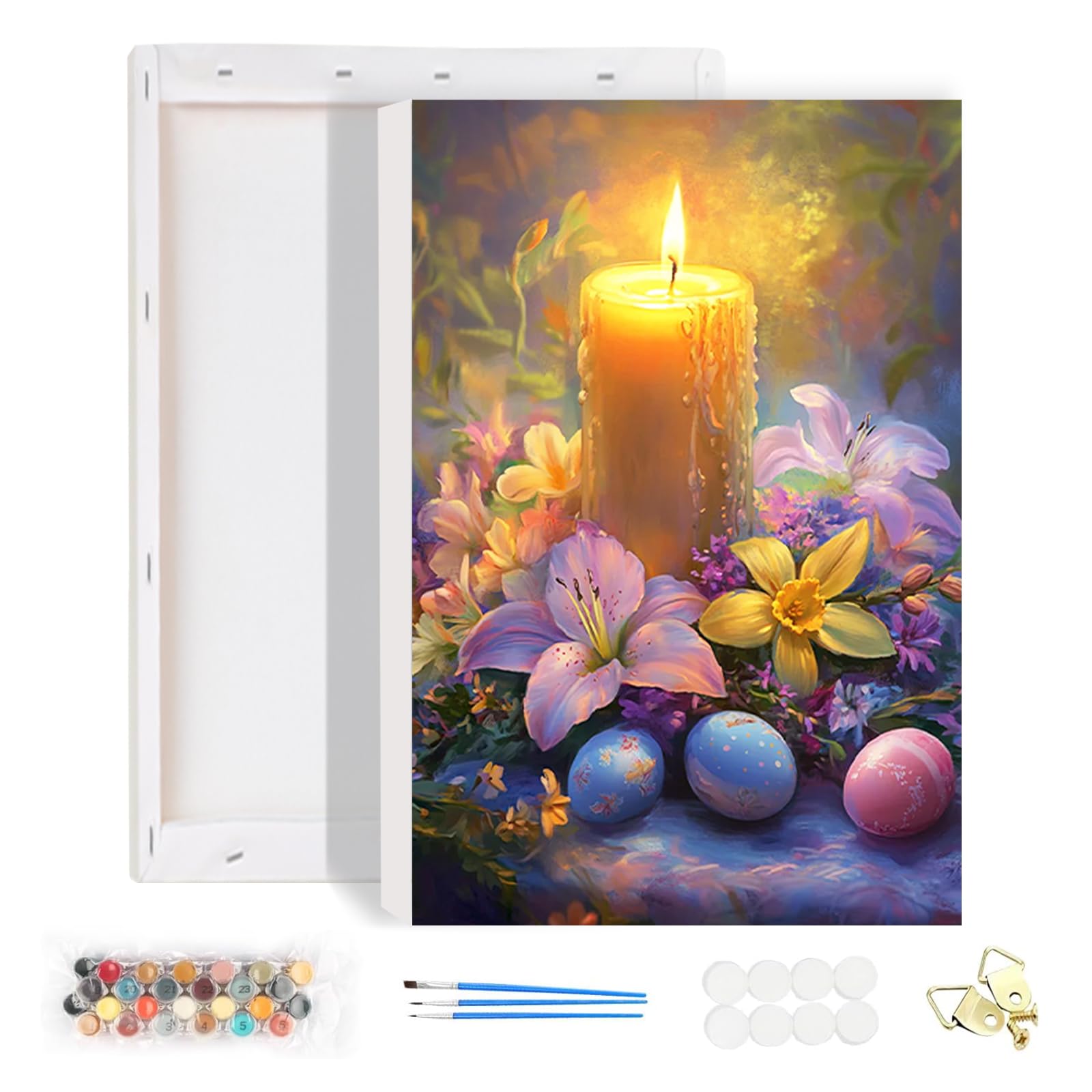 HEIBAGO Paint by Numbers Framed, DIY Easter Egg Paint by Numbers Kits, Candle Paint by Numbers for Adults Arts and Crafts Acrylic Pigment Drawing Paintwork Wall Art for Home Wall Decor 20x30cm — image 1
