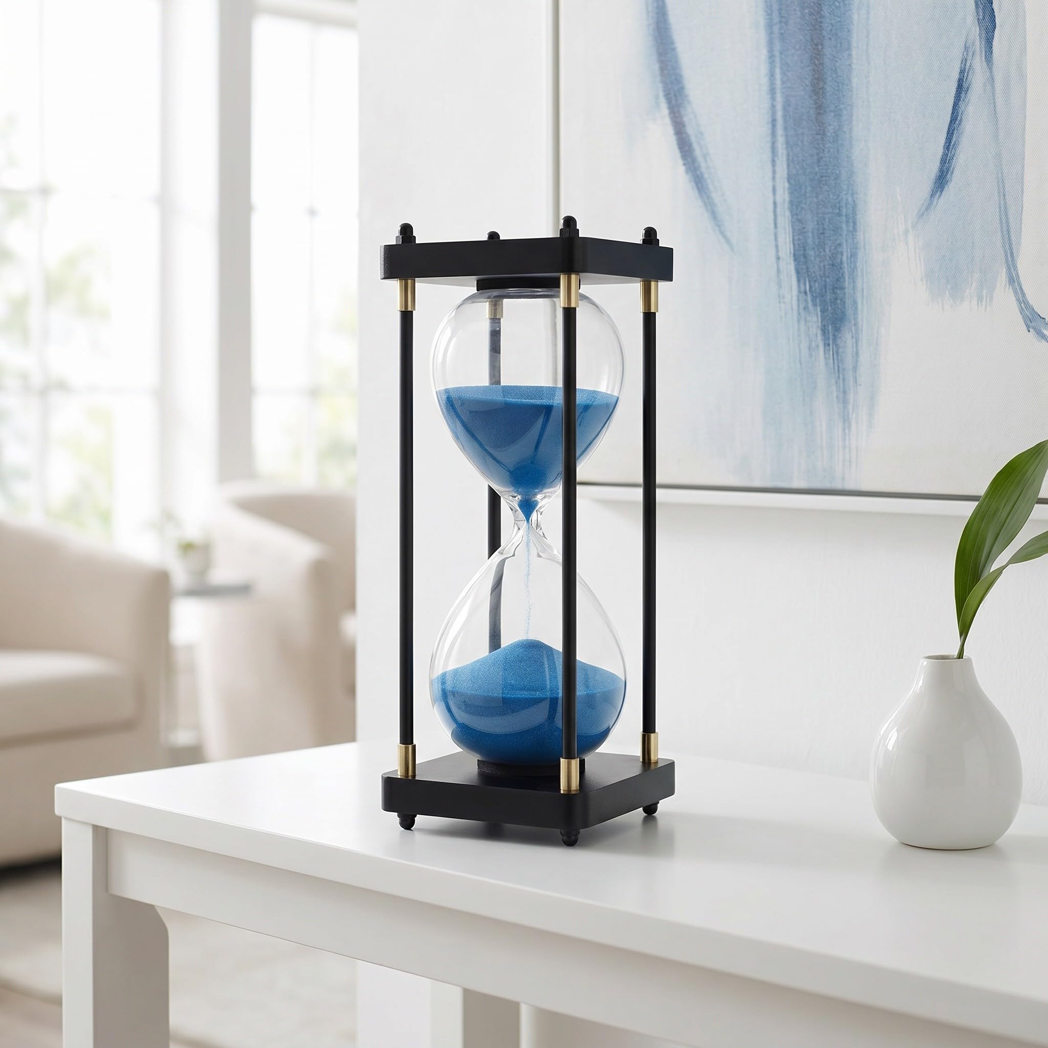 Reloj de Arena de Cristal Azul de 60 Minutos para Oficina y Juegos
