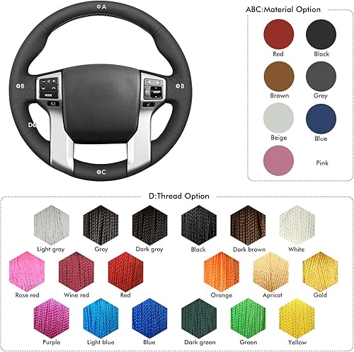 Vista 13 de MEWANT Funda para volante para Toyota Land Cruiser Prado 2010-2017 / Tundra 2014-2020 / Tacoma 2012-2019 / 4Runner 2010-2020 / Sequoia 2014 Piel