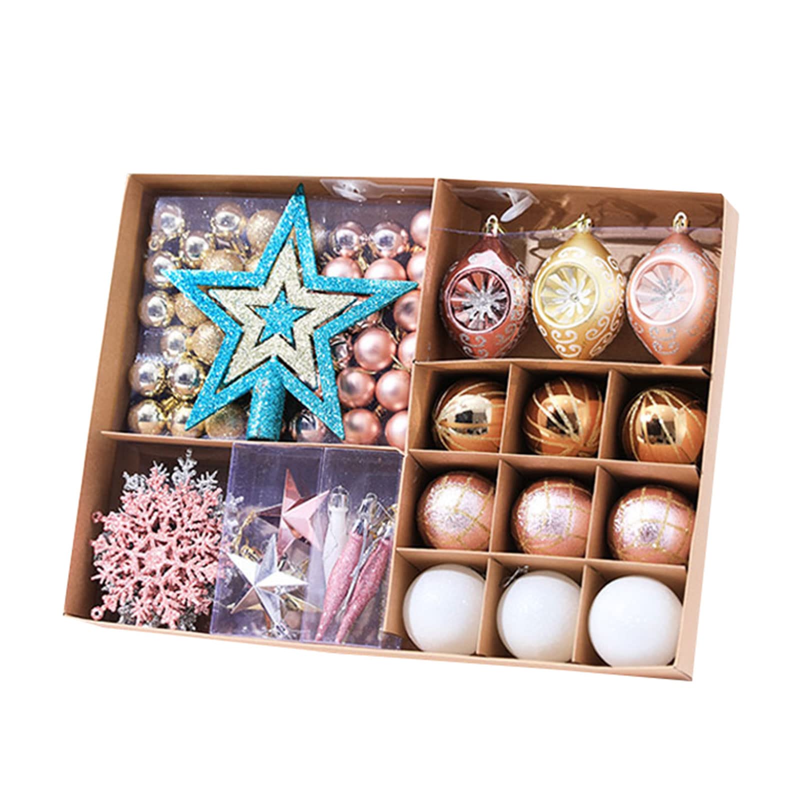 carotoe Christmas Ball Tree Star 73pcs / box Christmas Tree Baubles Box Package Decorations Ball Ornaments