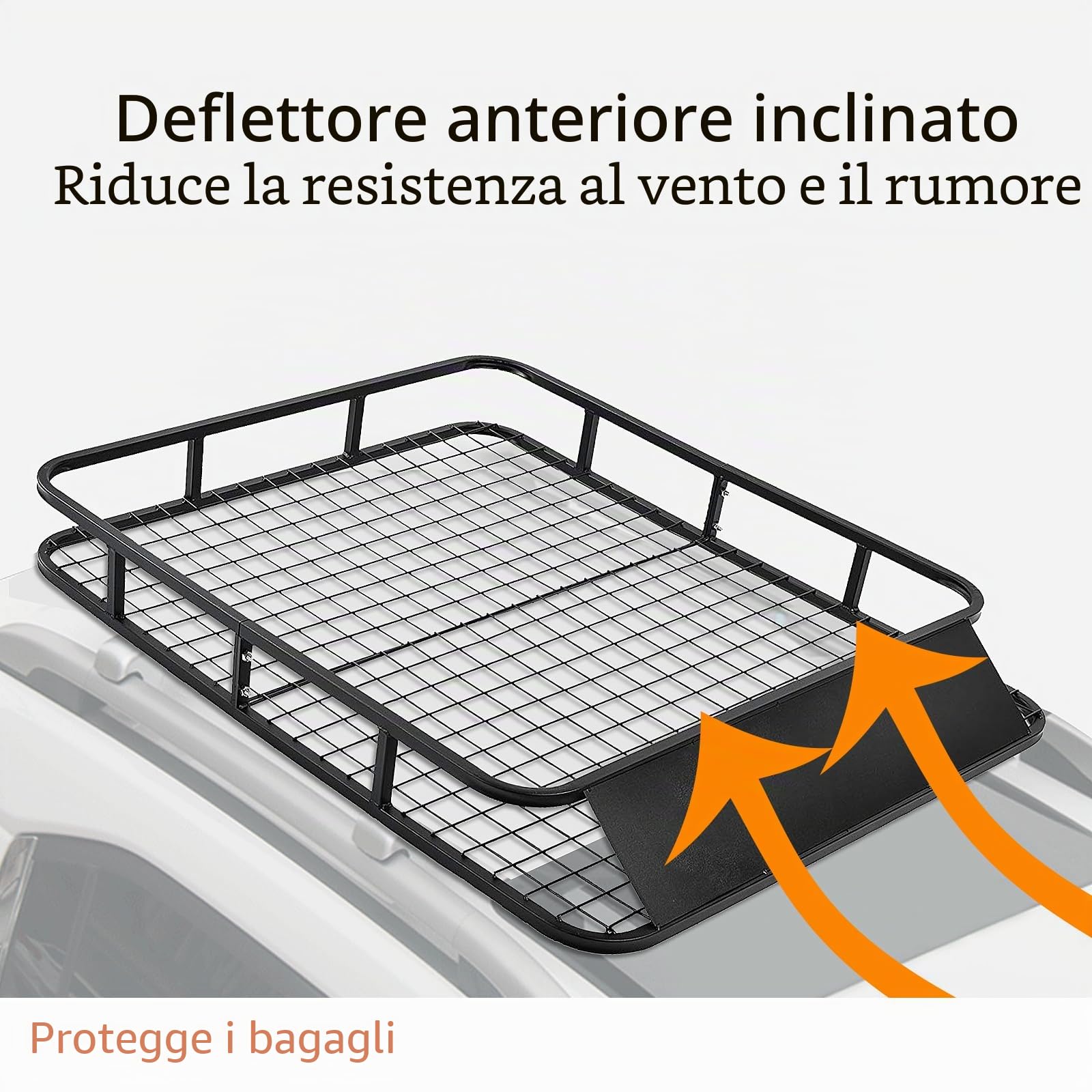 SOARS Portapacchi Auto Universale, 122,5 X 102 X 15 CM, Portata 75 KG, Galleria da Tetto in Metallo con Rivestimento Anti-Corrosione e Antiossidante, Fissaggio Sicuro, per Viaggi, Campeggio