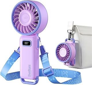 Diveblues Handventilator Tragbarer Turbo-Ventilator mit 100 Stufen und 7,4m/s Starkem Luftstrom, 180° Faltbarer 4-in-1 Mini-Ventilator für Hand, Hals und Tisch, Aufladbar für Sommer, Reise und Outdoor