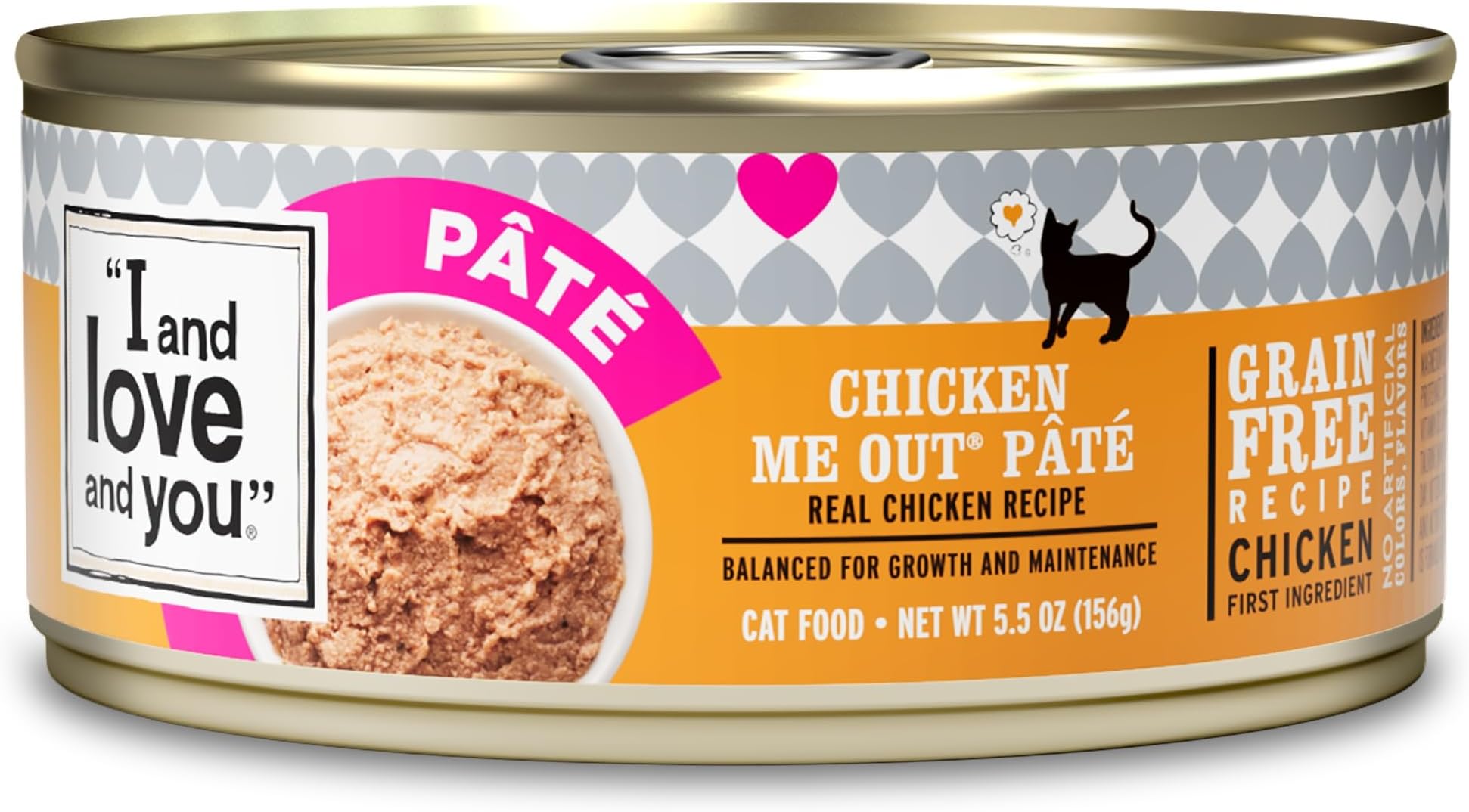 I and love and you Wet Cat Food - Chicken Me Out Pâté - Chicken Recipe, Grain Free, Filler Free, 5.5oz Pack of 12 Cans