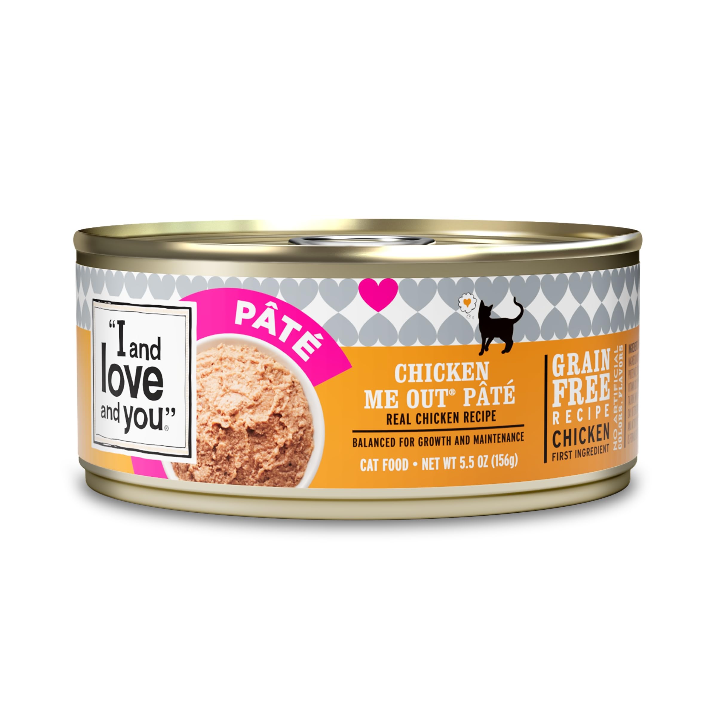 I and love and you Wet Cat Food - Chicken Me Out Pâté - Chicken Recipe, Grain Free, Filler Free, 5.5oz Pack of 12 Cans