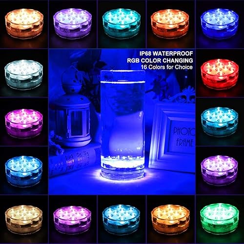 Miniatura 5 de Luces LED sumergibles con control remoto, 16 colores cambiantes, impermeables, luces de té LED, lámpara de piscina, luz de estanque subacuática a