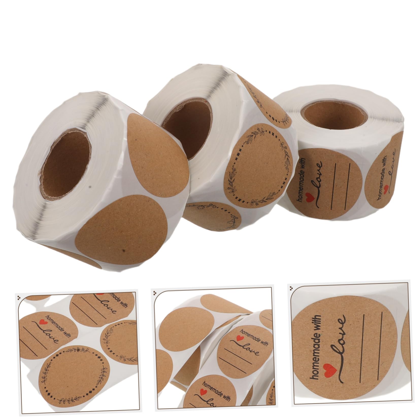Etichette Circolari Autoadesive 3 Pezzi in Carta Kraft | Superficie Scrivibile, Blank Versatili, Uso per Spedizioni e Favor Wrapping, Colore Khaki