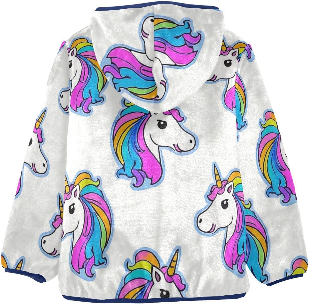 Cartoon Cute White Rainbow unicorns Kid Fleece Jacket Children Coat Navy Blue Warm Baby Boys Clothes