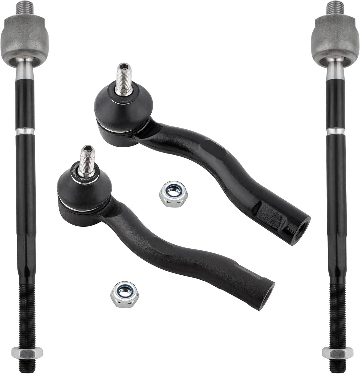 BOXI 4pcs Front Inner and Outer Tie Rod End Link Replacement for Nissan Sentrar 2007 2008 2009 2010 2011 2012 | EV800820 ES800575 ES800574