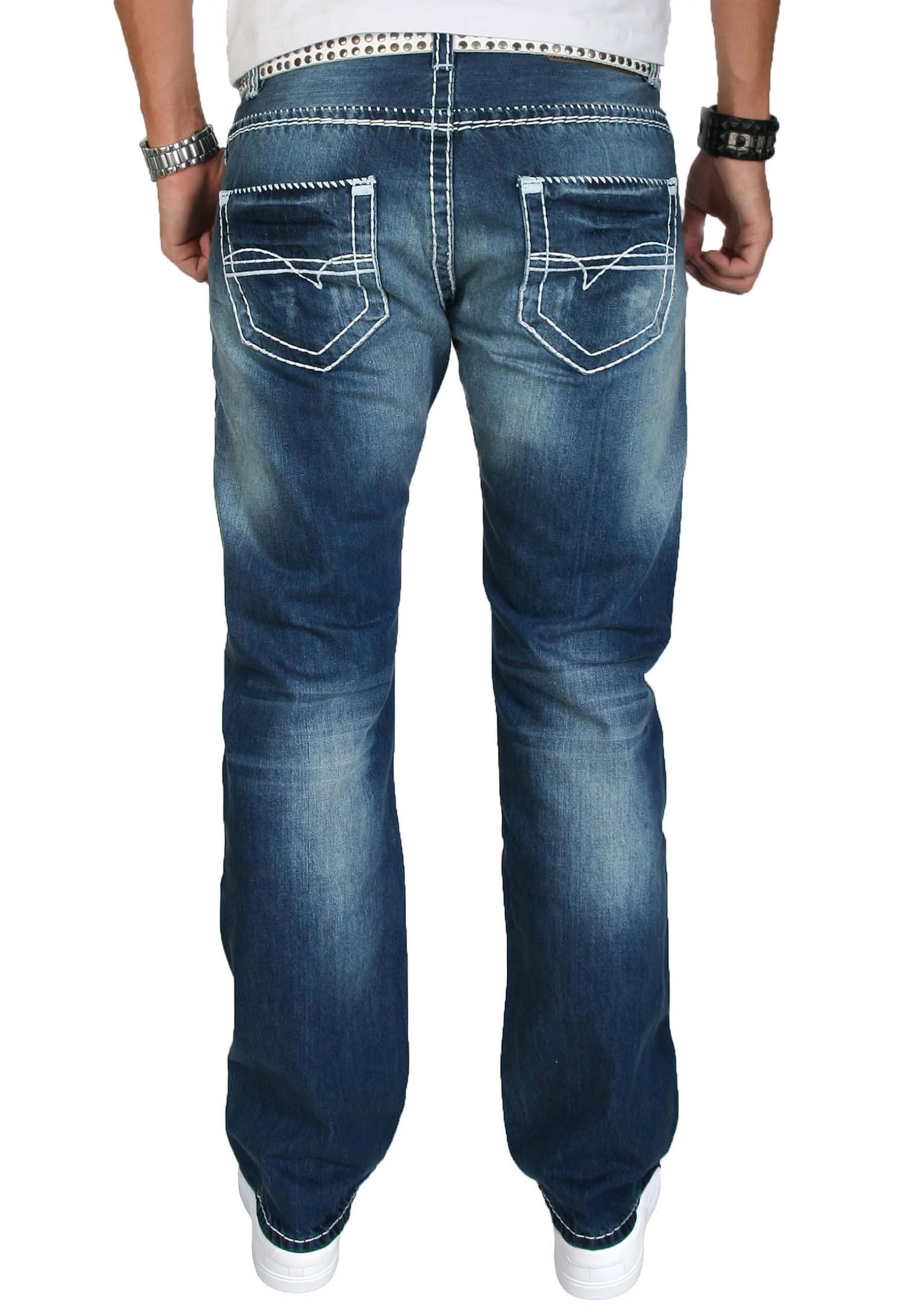Alessandro Salvarini Uomo Designer Denim Jeans Bianco-Giallo Cucitura AS007