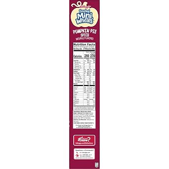 Kellogg's Frosted Mini Wheats Breakfast Cereal, Fiber Cereal, Kids Snacks, Family Size, Pumpkin Pie Spice, 22oz Box (1 Box)