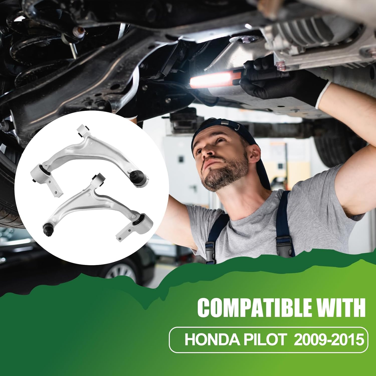 Front Lower Control Arm with Ball Joints Set for 2009-2015 Pilot, Control Arm Replacement: 51360-SZA-A02, 51360-SZA-A04, 51350-SZA-A02, 51350-SZA-A04