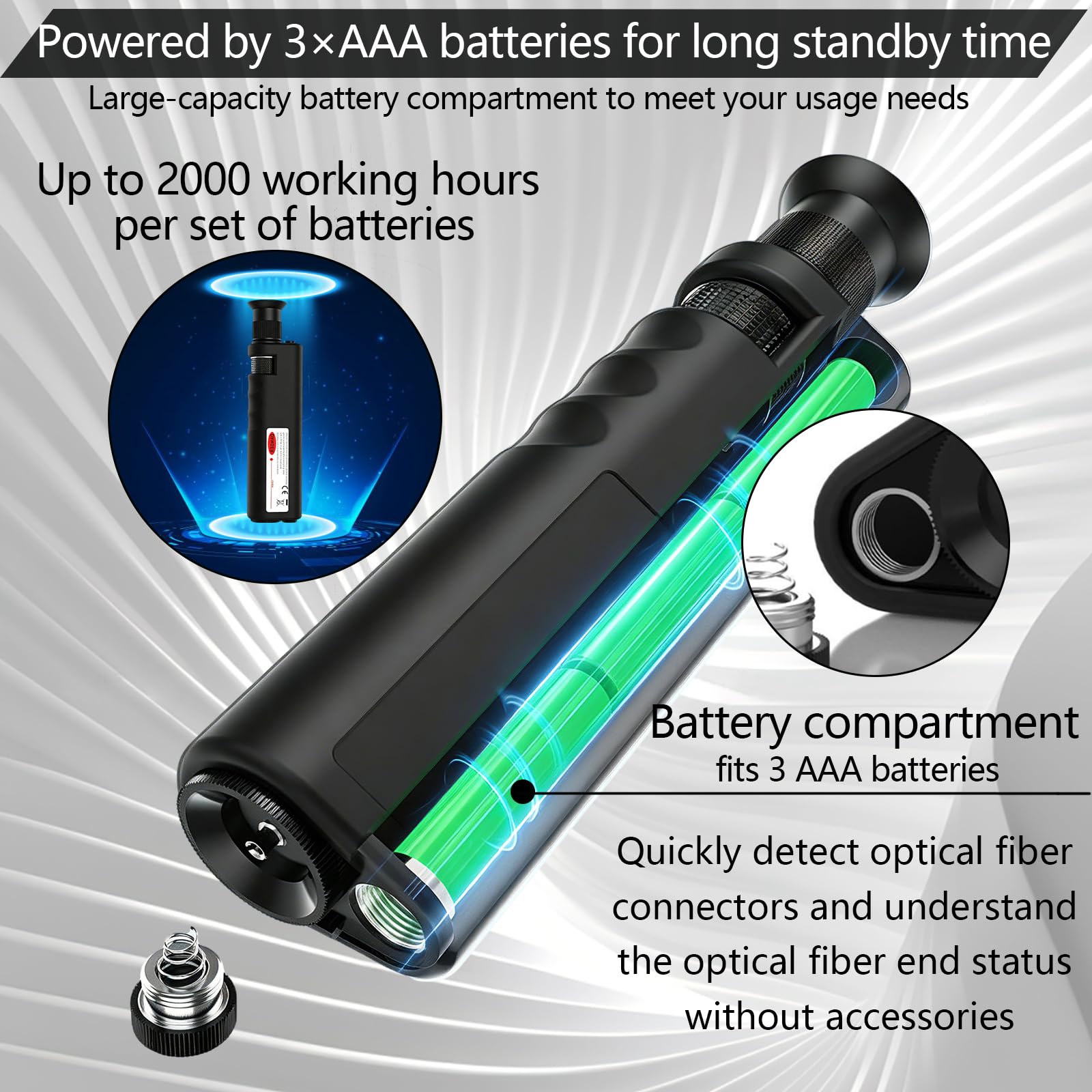 Mikroskope, Glasfaser Mikroskop mit 400-fache Vergrößerung, Kabelinspektionsmikroskop mit 1,25-mm- und 2,5-mm-Adapter-Schnittstelle, Handmikroskop für Techniker, Bediener und Ingenieure