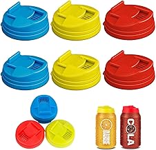 RZJZGZ 6Pcs Soda Can Lids Can Covers Bottle Caps,Beer Beverage Can Covers Soda,Press Type Splash Cap for Carbonated Water or Soft Drink,Reusable Leakproof Drink Can Lids（Blue&Red&Yellow）