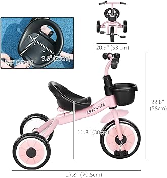 Qaba Tricycle for Toddler 2-5 Year Old Girls and Boys, Toddler Qaba Tricycle for Toddler 2-5 Year Old Girls and Boys, Toddler
