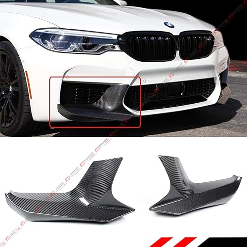 2 piezas de fibra de carbono estilo rendimiento parachoques delantero divisores labios compatibles para BMW F90 M5 2018-2019