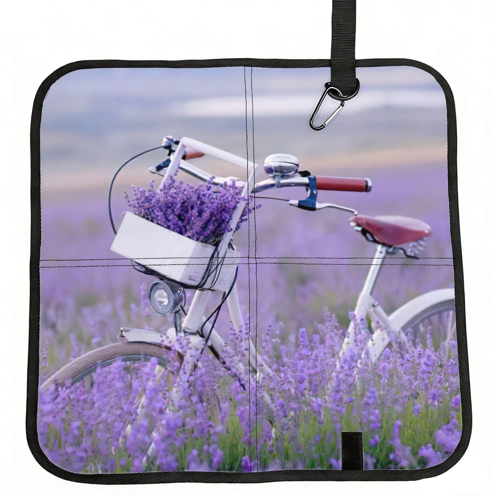 bghdfa Lavender Field Retro Bike Agriculture Print Outdoor Sitting Mat Waterproof Oxford Cloth Seat Cushion Folding Foam Camping Seat For Picnic