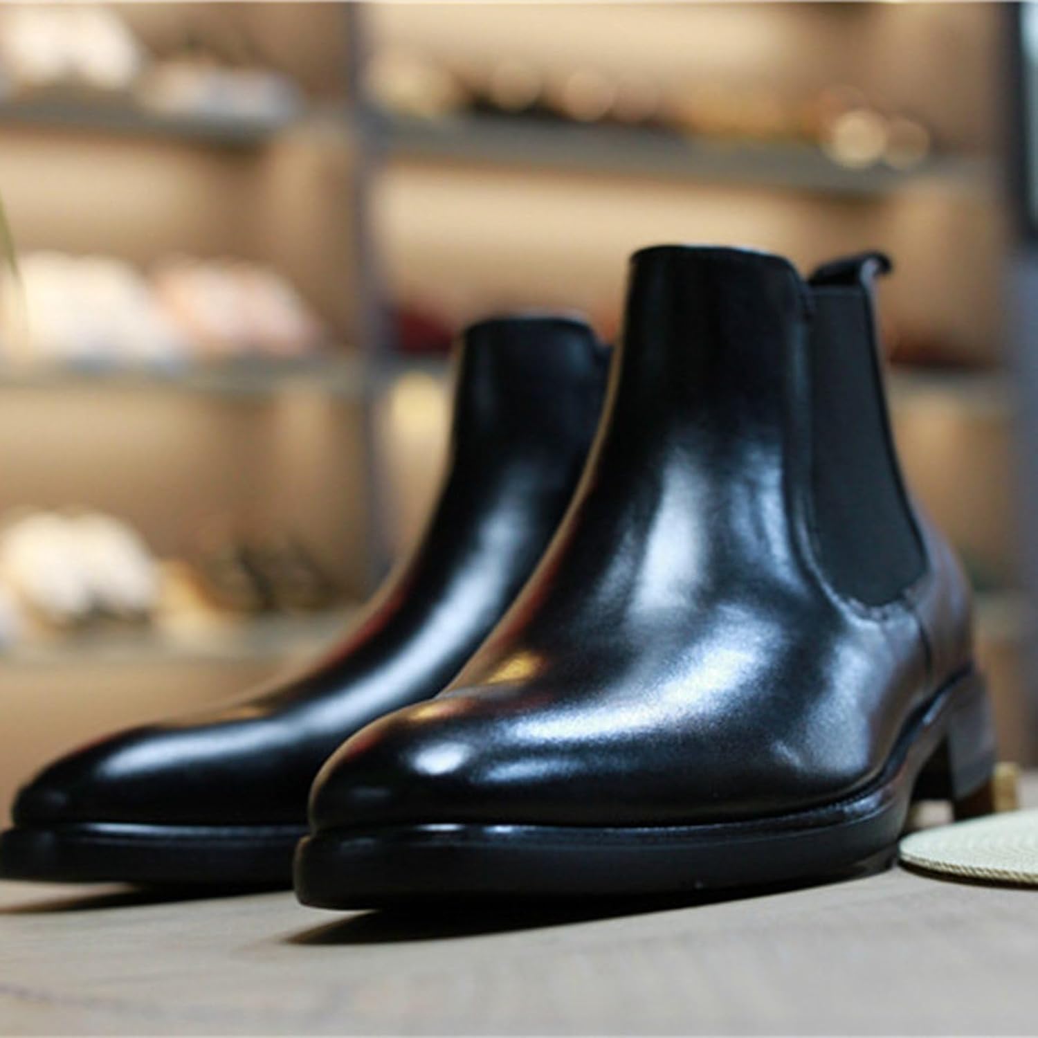 [Taopagii] チェルシーブーツ メンズ ショートブーツ スリッポン 大きいサイズ レザー 豚革 サイドゴア ポインテッドトゥ