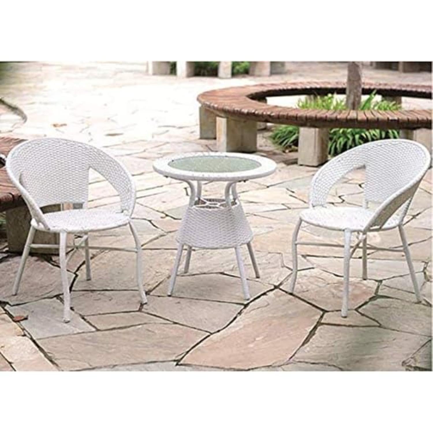 AASHVICRAFT Furniture D-12|Indoor |Outdoor |Living Room| Balcony| Garden| Chair Table Set 2+1 Furniture Set| Coffee Chair Table Set| Powder Coated|(White)-image-48