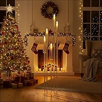 Vista 8 de Centros de mesa acrílicos de 5 brazos para bodas, candelabros de piso con pantalla extraíble para fiesta de Navidad, chimenea, día de San Valentín