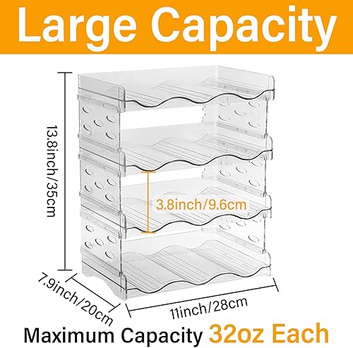 Miniatura 4 de Sazoemao Organizador de botellas de agua, 2 paquetes apilables de plástico para botellas de agua, estantes de plástico para vino para refrigerador,