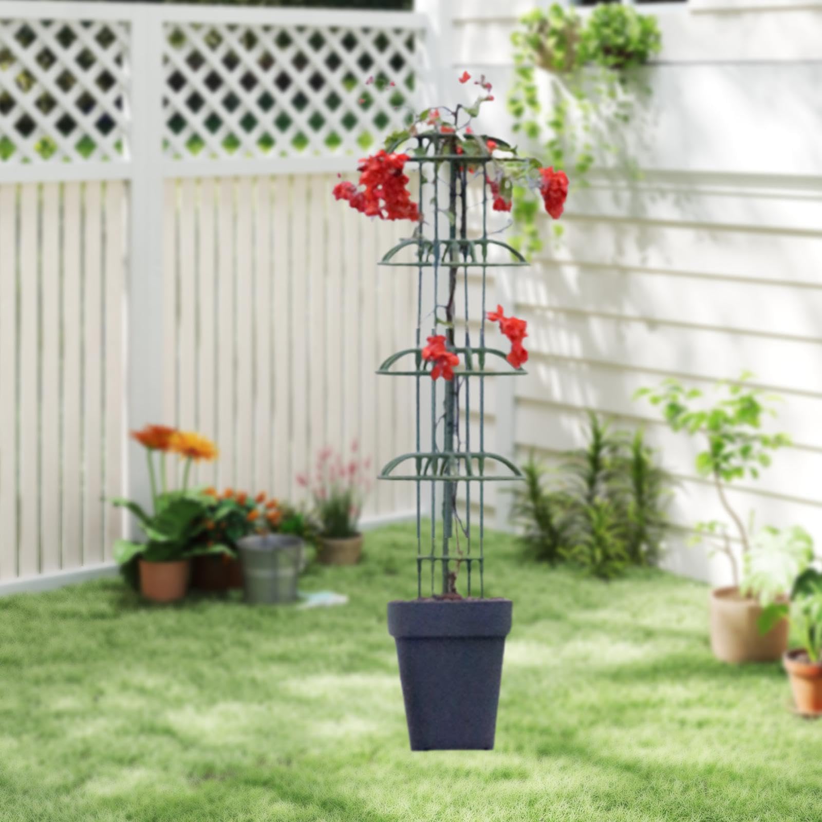 Fenteer Tuteur pour Plantes Grimpantes Obélisque de Jardin Support pour Rosiers Cadre Vertical en Forme de Parapluie en Fer Robuste Adapté pour La Décoration, Parasol Multi-usages 110 Cm