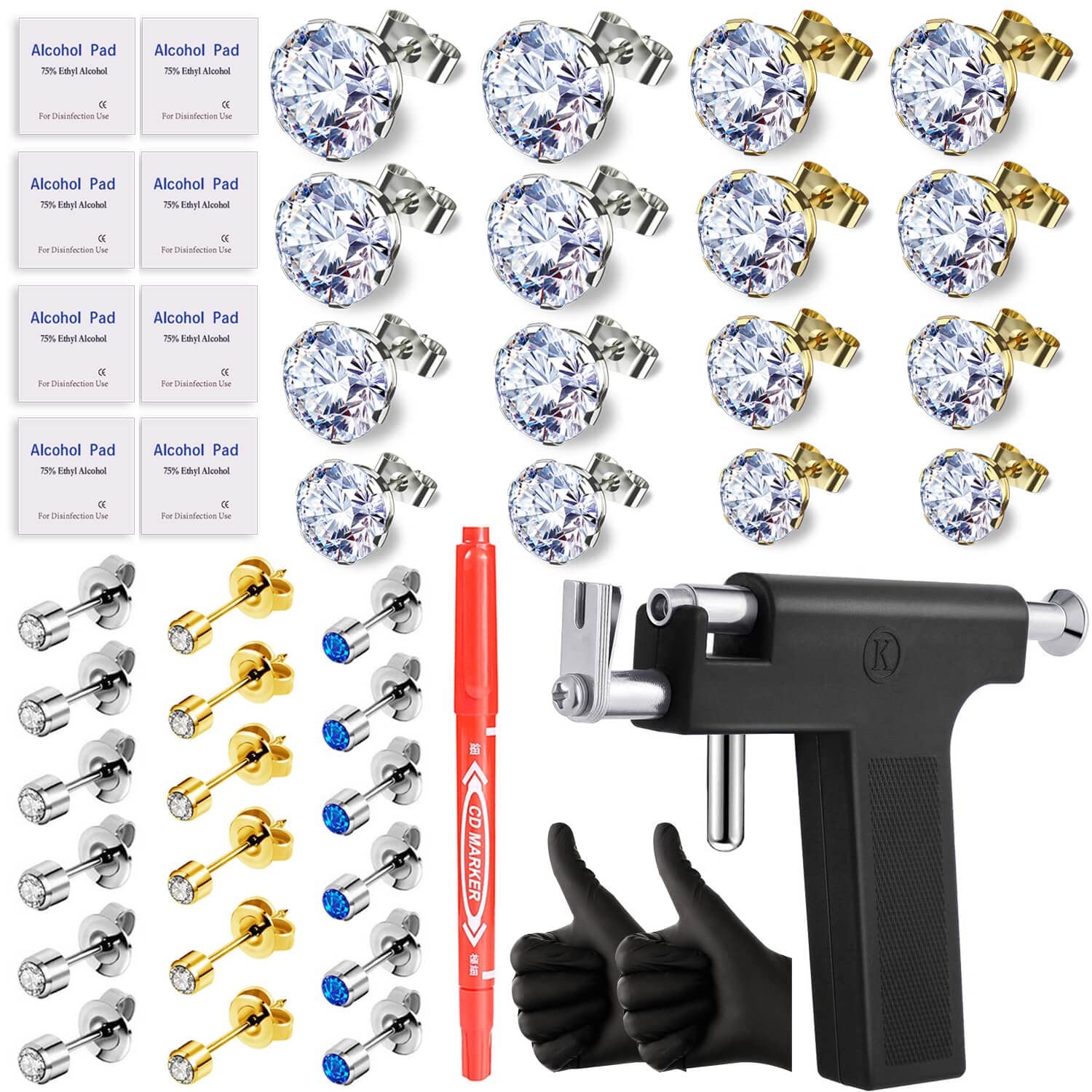 Self Ear Piercing Gun KitProfessional Salon and Home Use Peircings Gun