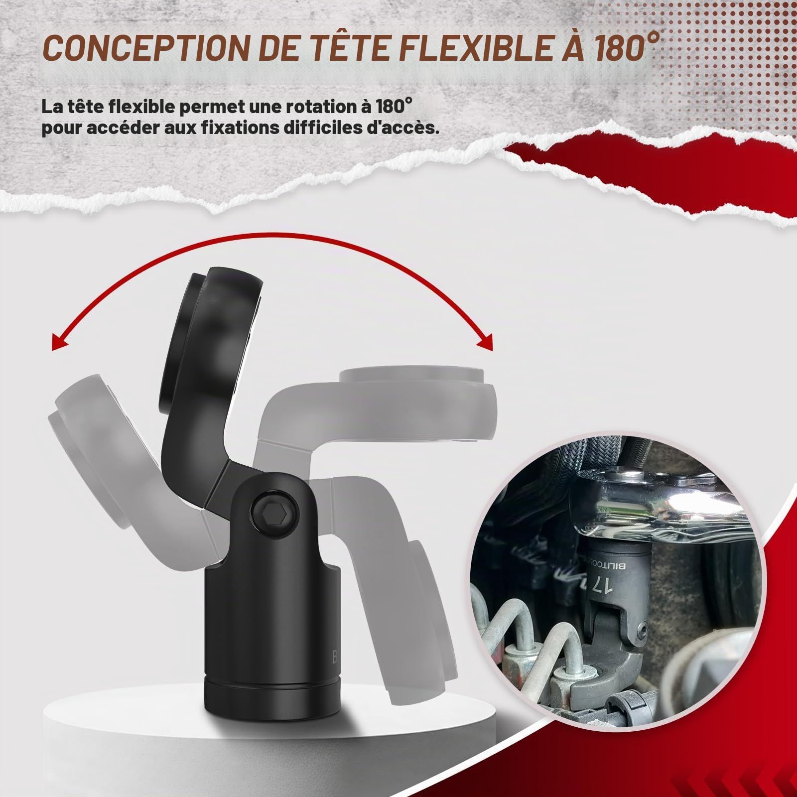 BILITOOLS Clés à tuyauter articulées Crowfoot 12-19 mm, 6 pièces