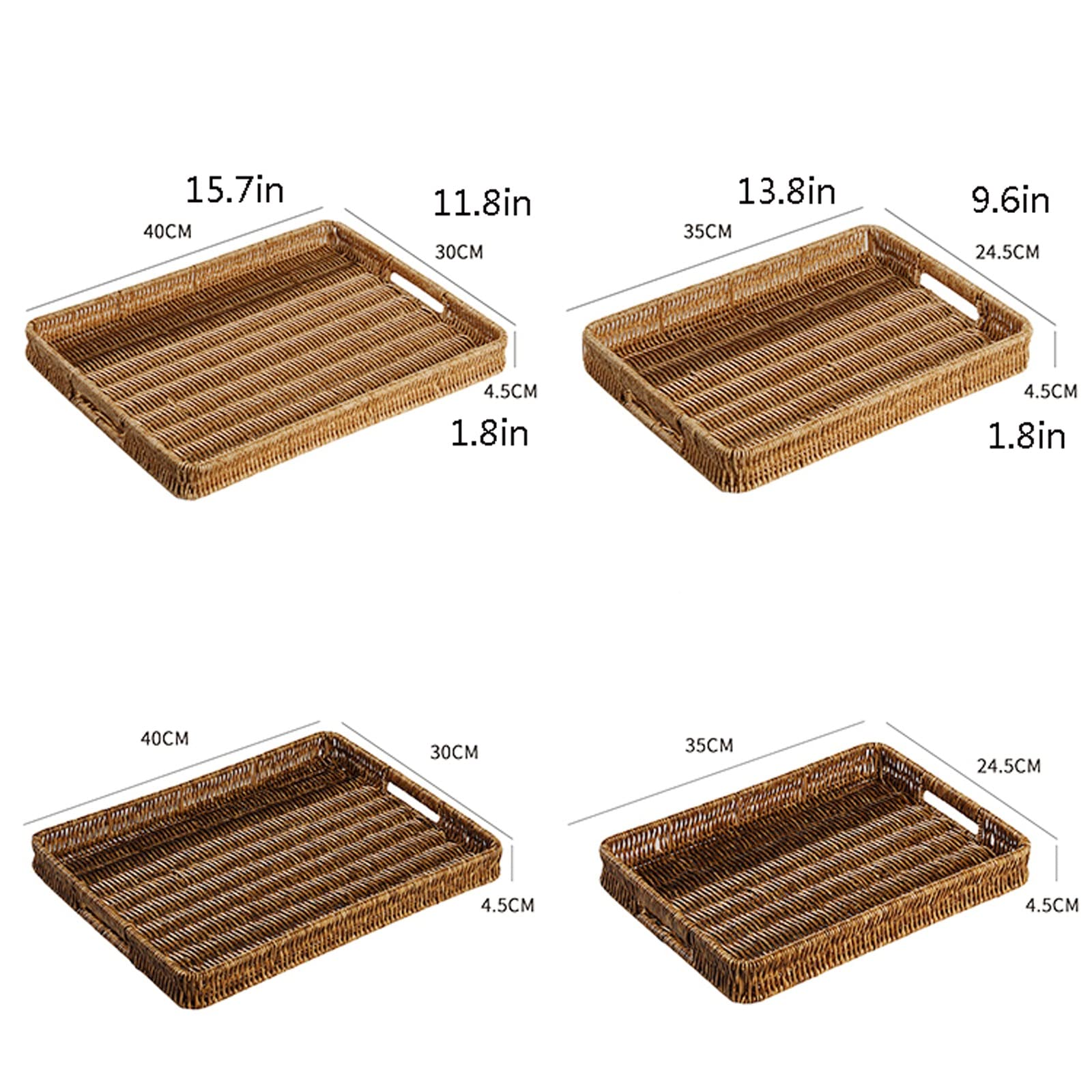 Foodservice Vassoio Vassoio for Serving Tray Maniglie da Incasso for Mangiare Il Lavoro per Feste, Tavolo, Cucina (Size : A)