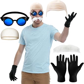 6 Pcs Halloween Egg Costume for Men Bald Holster Goggles Beard Gloves Halloween Party for Cosplay