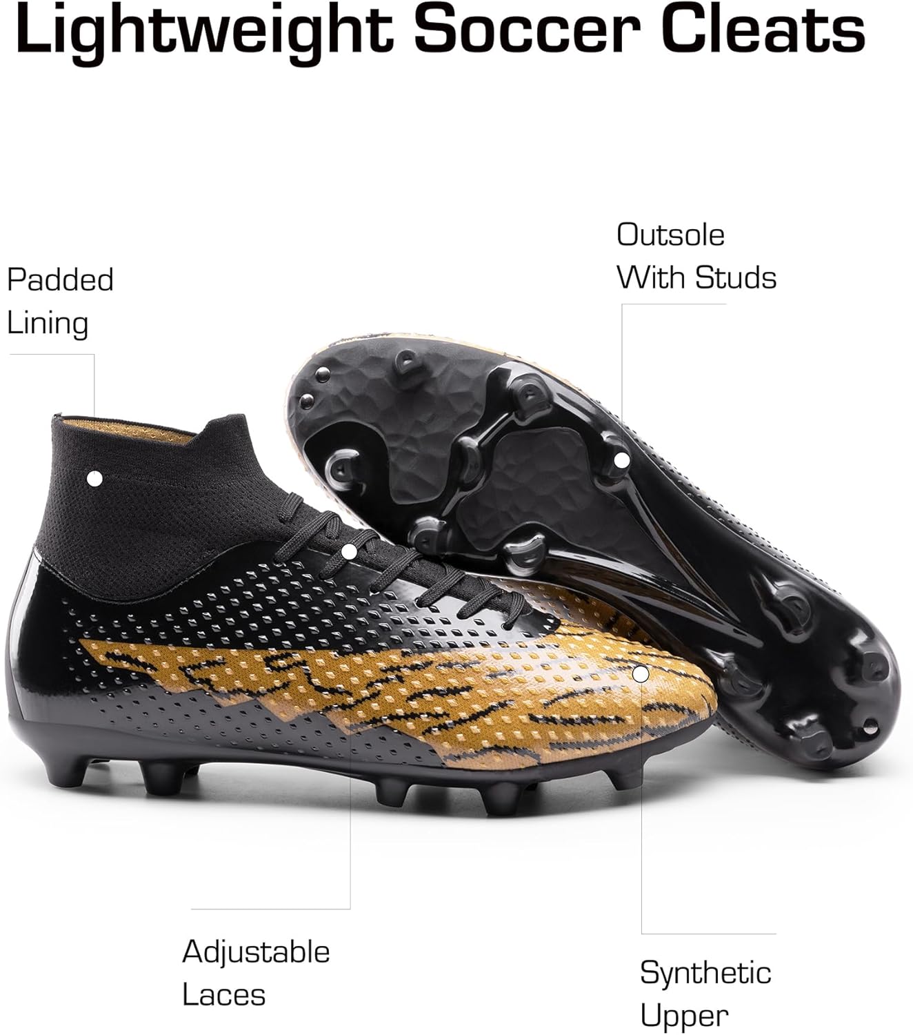 DREAM PAIRS Men's Soccer Cleats Lightweight Football Cleats Professional Training High-top Soccer Shoes